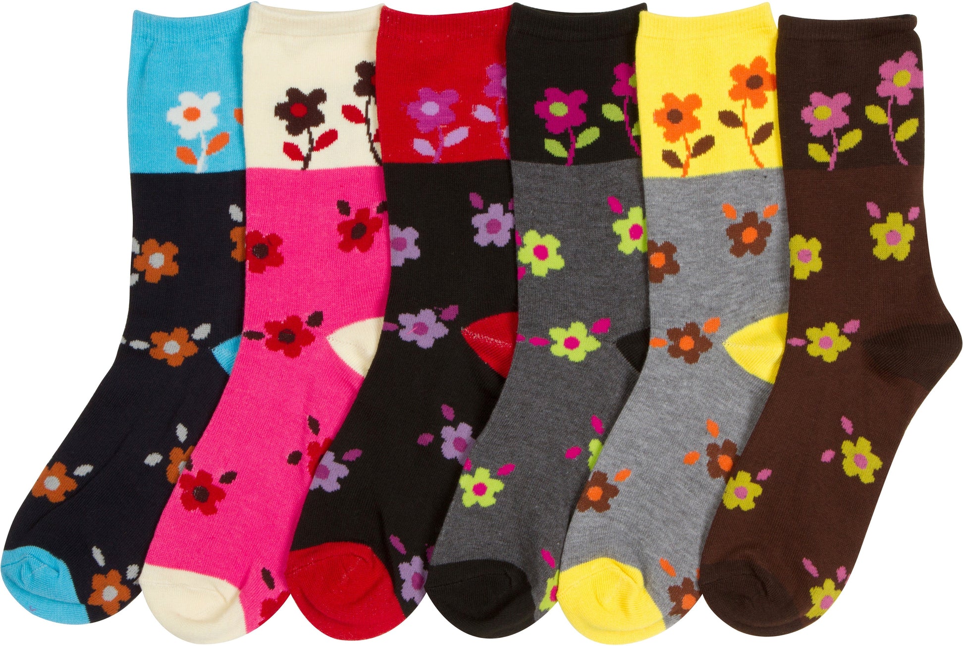 Sakkas Women's Poly Blend Soft and Stretchy Crew Pattern Socks Assorted 6-pack - Concordia Style Boutique