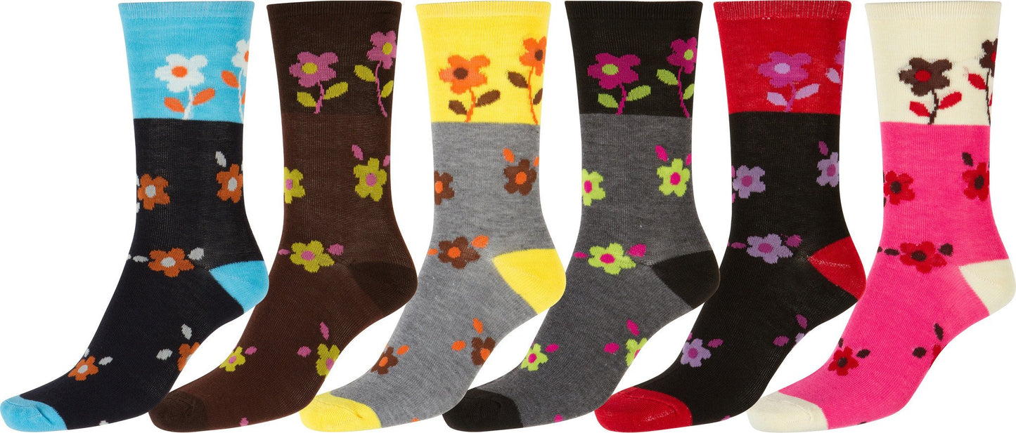 Sakkas Women's Poly Blend Soft and Stretchy Crew Pattern Socks Assorted 6-pack - Concordia Style Boutique