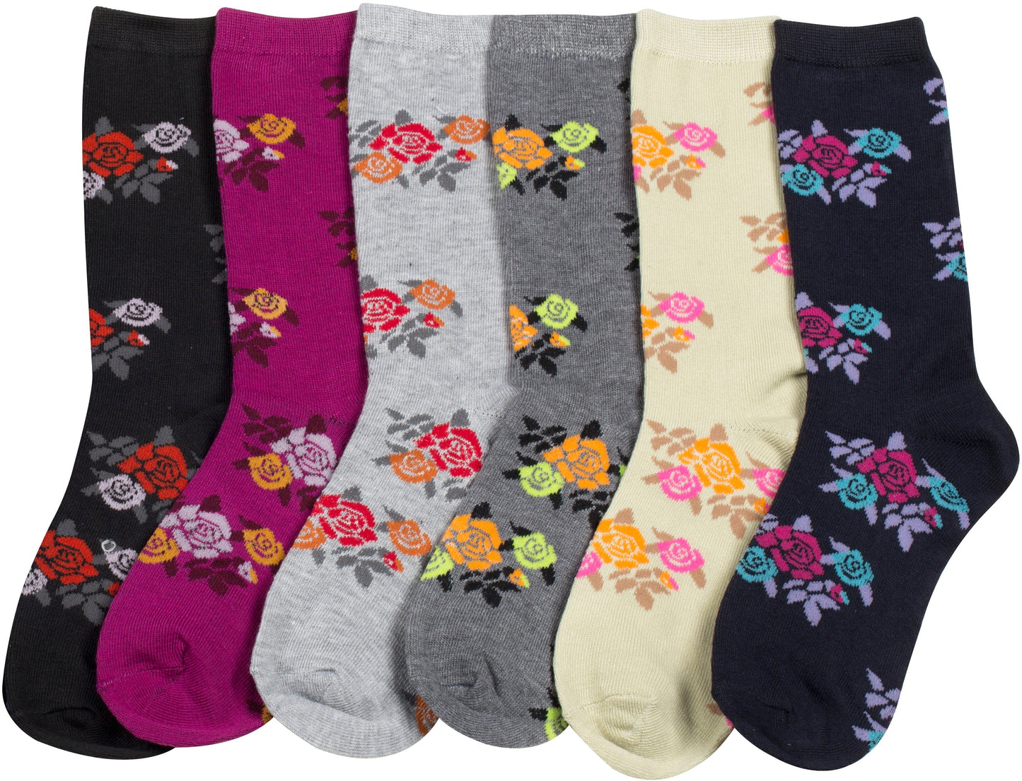 Sakkas Women's Poly Blend Soft and Stretchy Crew Pattern Socks Assorted 6-pack - Concordia Style Boutique