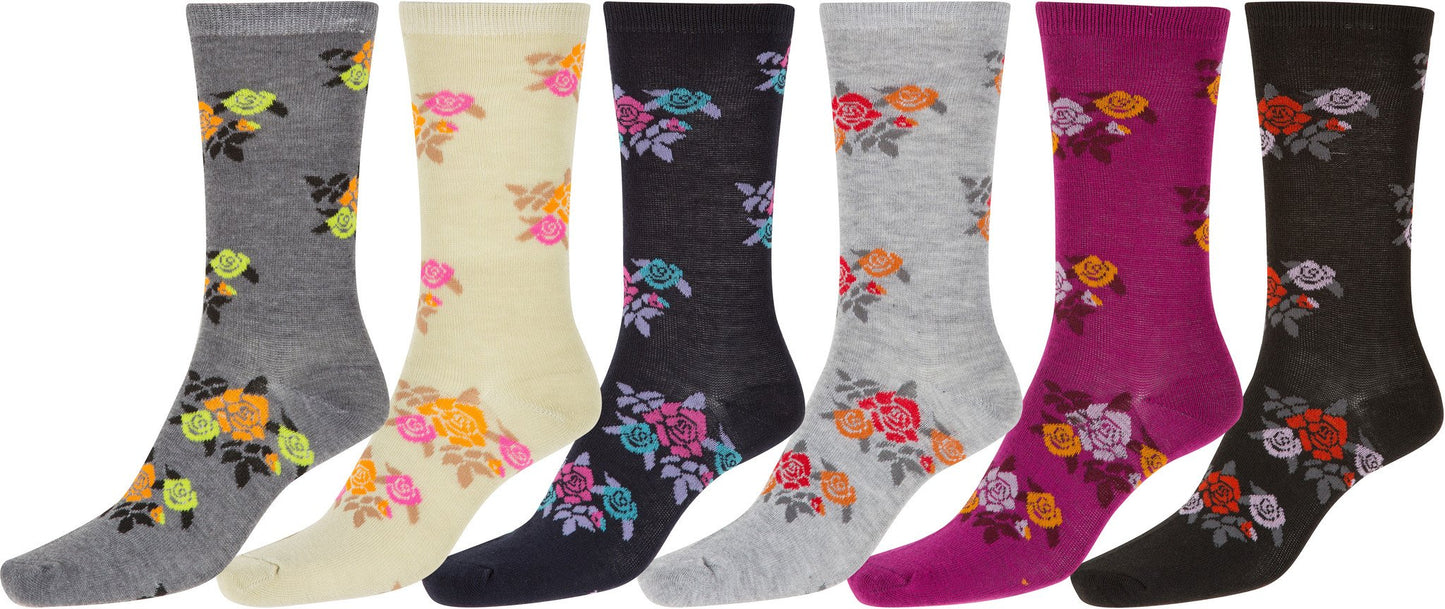 Sakkas Women's Poly Blend Soft and Stretchy Crew Pattern Socks Assorted 6-pack - Concordia Style Boutique