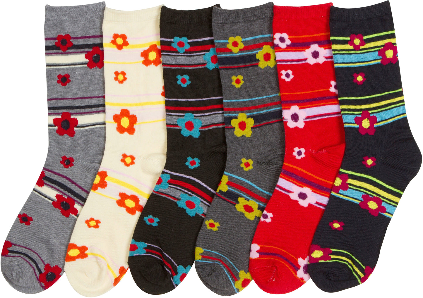 Sakkas Women's Poly Blend Soft and Stretchy Crew Pattern Socks Assorted 6-pack - Concordia Style Boutique