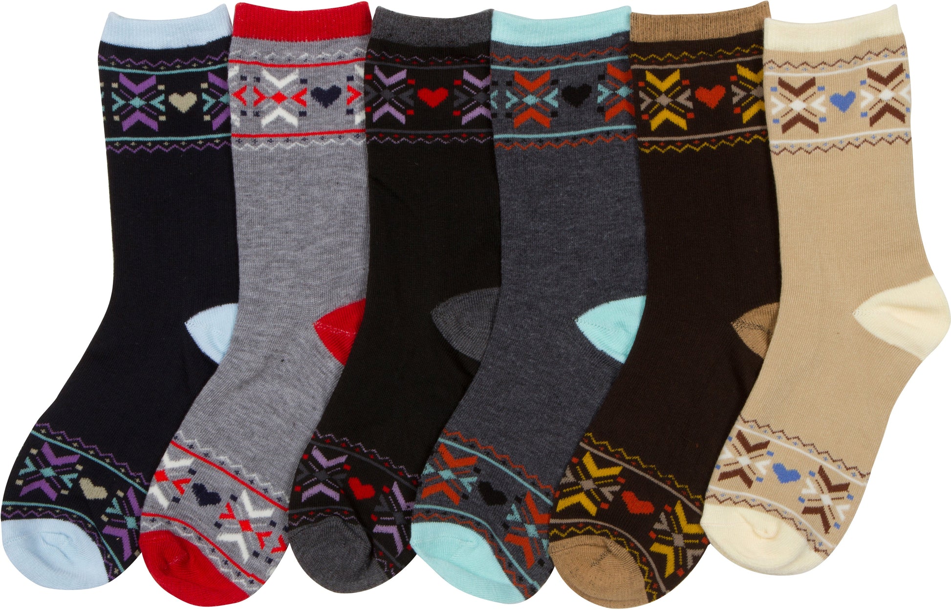 Sakkas Women's Poly Blend Soft and Stretchy Crew Pattern Socks Assorted 6-pack - Concordia Style Boutique