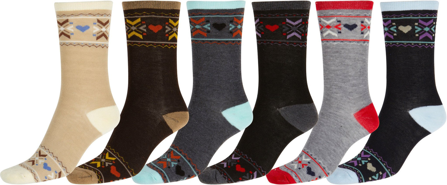 Sakkas Women's Poly Blend Soft and Stretchy Crew Pattern Socks Assorted 6-pack - Concordia Style Boutique