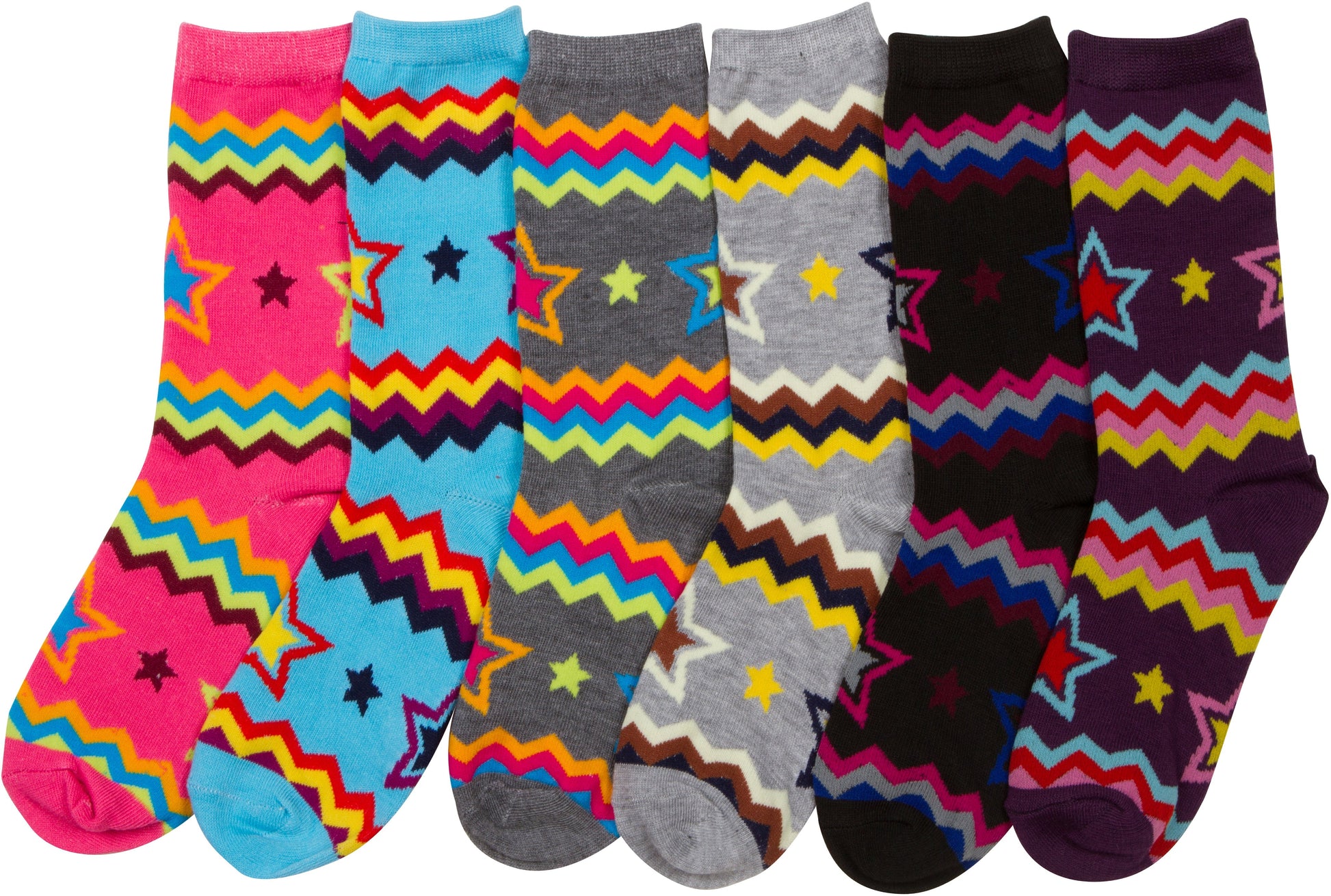 Sakkas Women's Poly Blend Soft and Stretchy Crew Pattern Socks Assorted 6-pack - Concordia Style Boutique