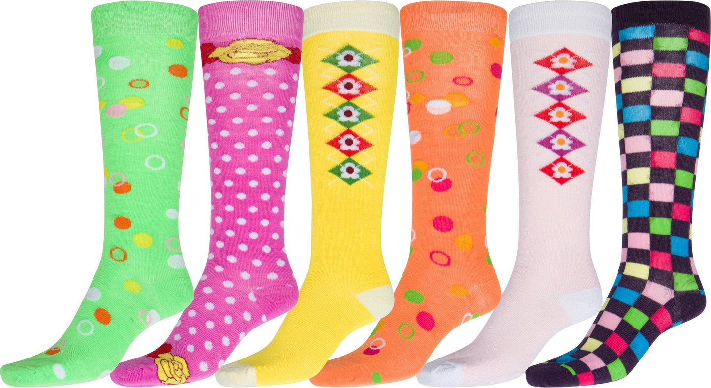 Sakkas Liea Ladies Colorful Unique Pattern / Solid Knee High Socks Assorted 6-Pack - Concordia Style Boutique