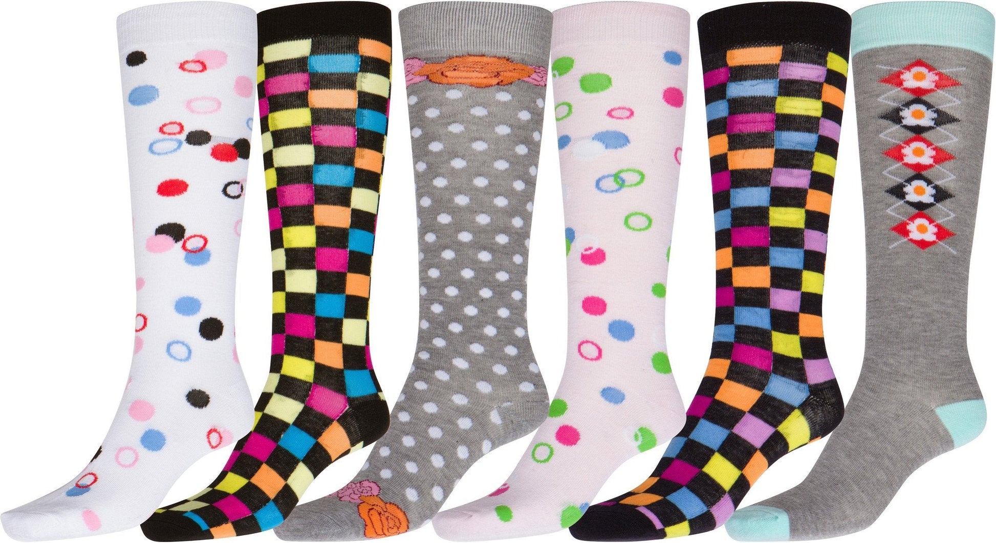 Sakkas Liea Ladies Colorful Unique Pattern / Solid Knee High Socks Assorted 6-Pack - Concordia Style Boutique