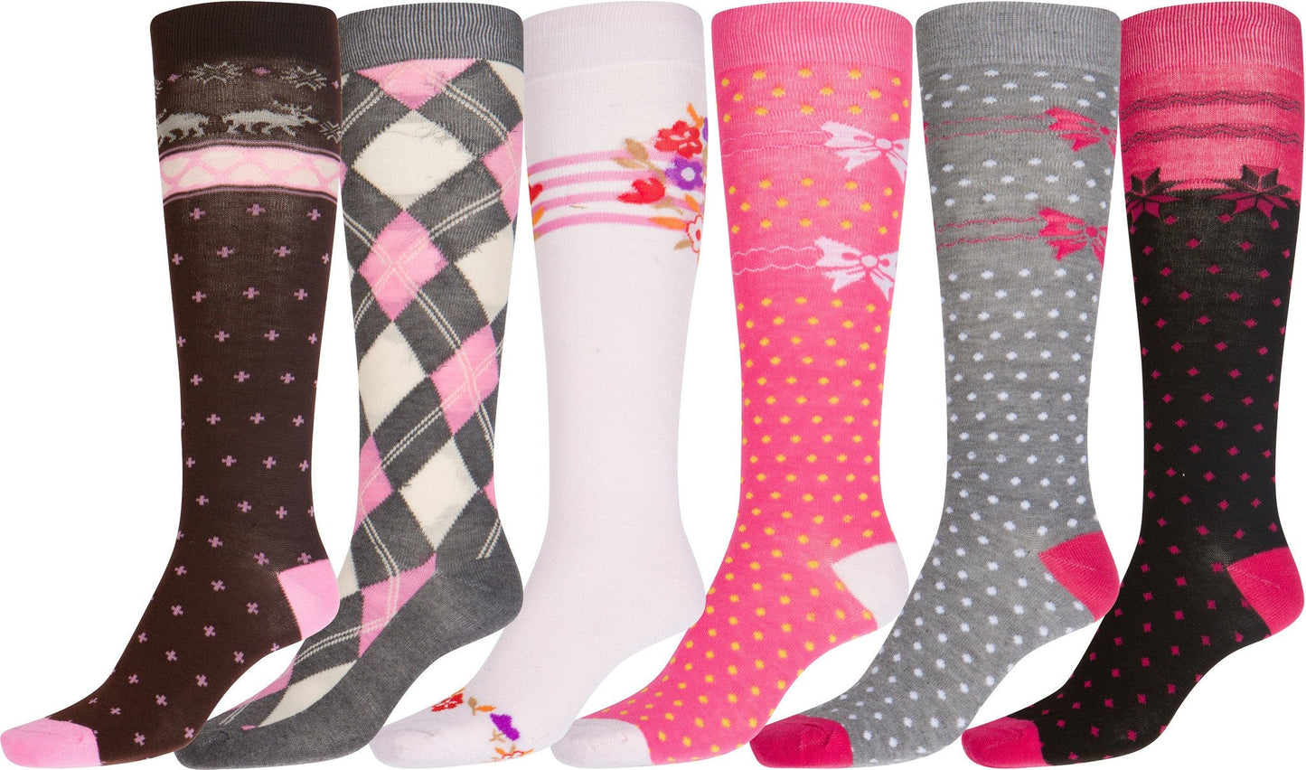 Sakkas Liea Ladies Colorful Unique Pattern / Solid Knee High Socks Assorted 6-Pack - Concordia Style Boutique