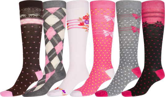 Sakkas Liea Ladies Colorful Unique Pattern / Solid Knee High Socks Assorted 6-Pack - Concordia Style Boutique