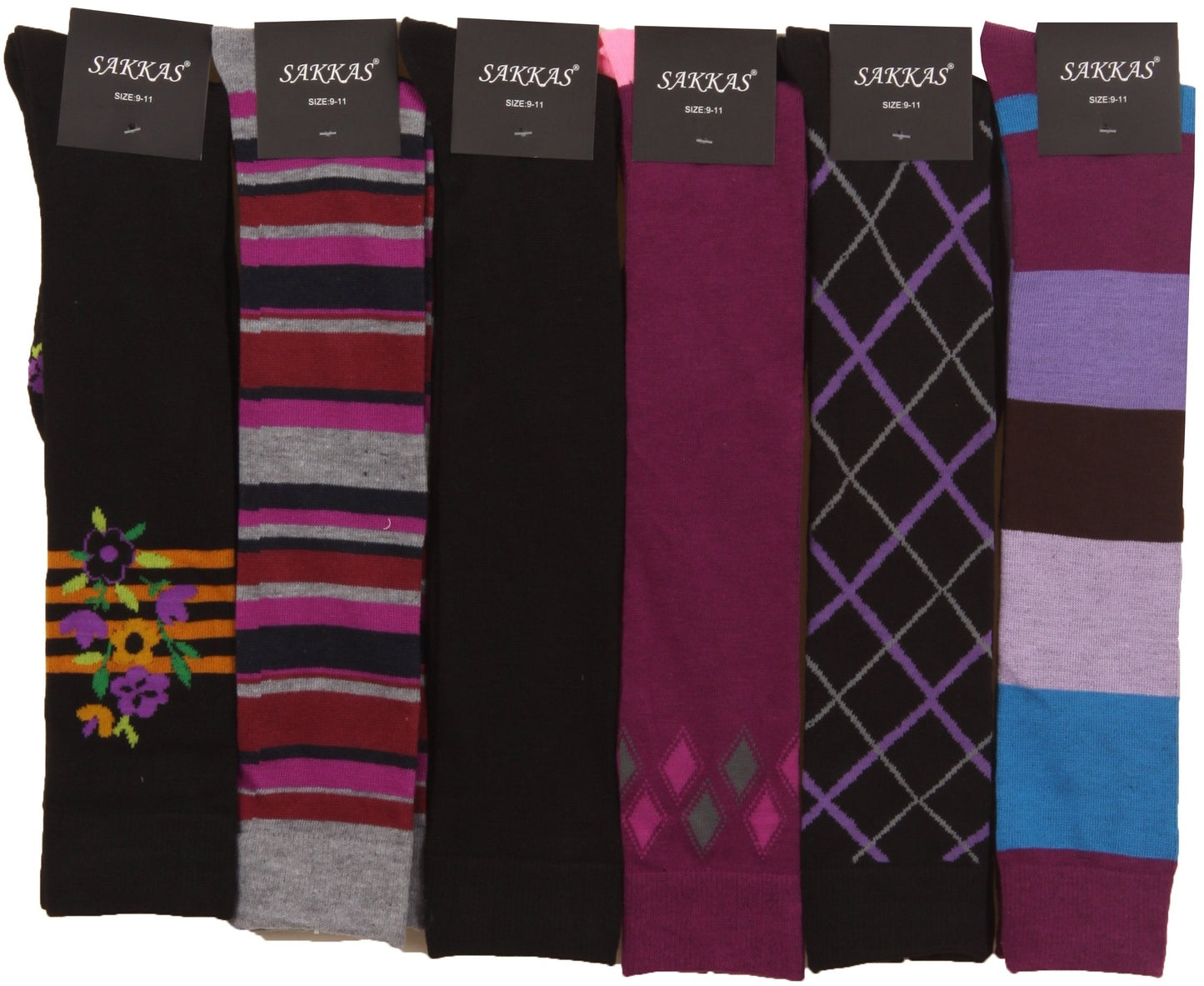 Sakkas Liea Ladies Colorful Unique Pattern / Solid Knee High Socks Assorted 6-Pack - Concordia Style Boutique