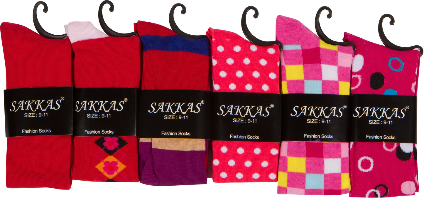 Sakkas Liea Ladies Colorful Unique Pattern / Solid Knee High Socks Assorted 6-Pack - Concordia Style Boutique