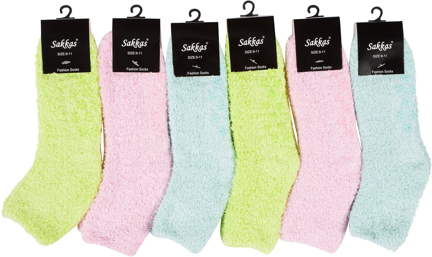 Sakkas Super Soft Anti-Slip Fuzzy Ankle Socks Value Assorted 6-Pack - Concordia Style Boutique