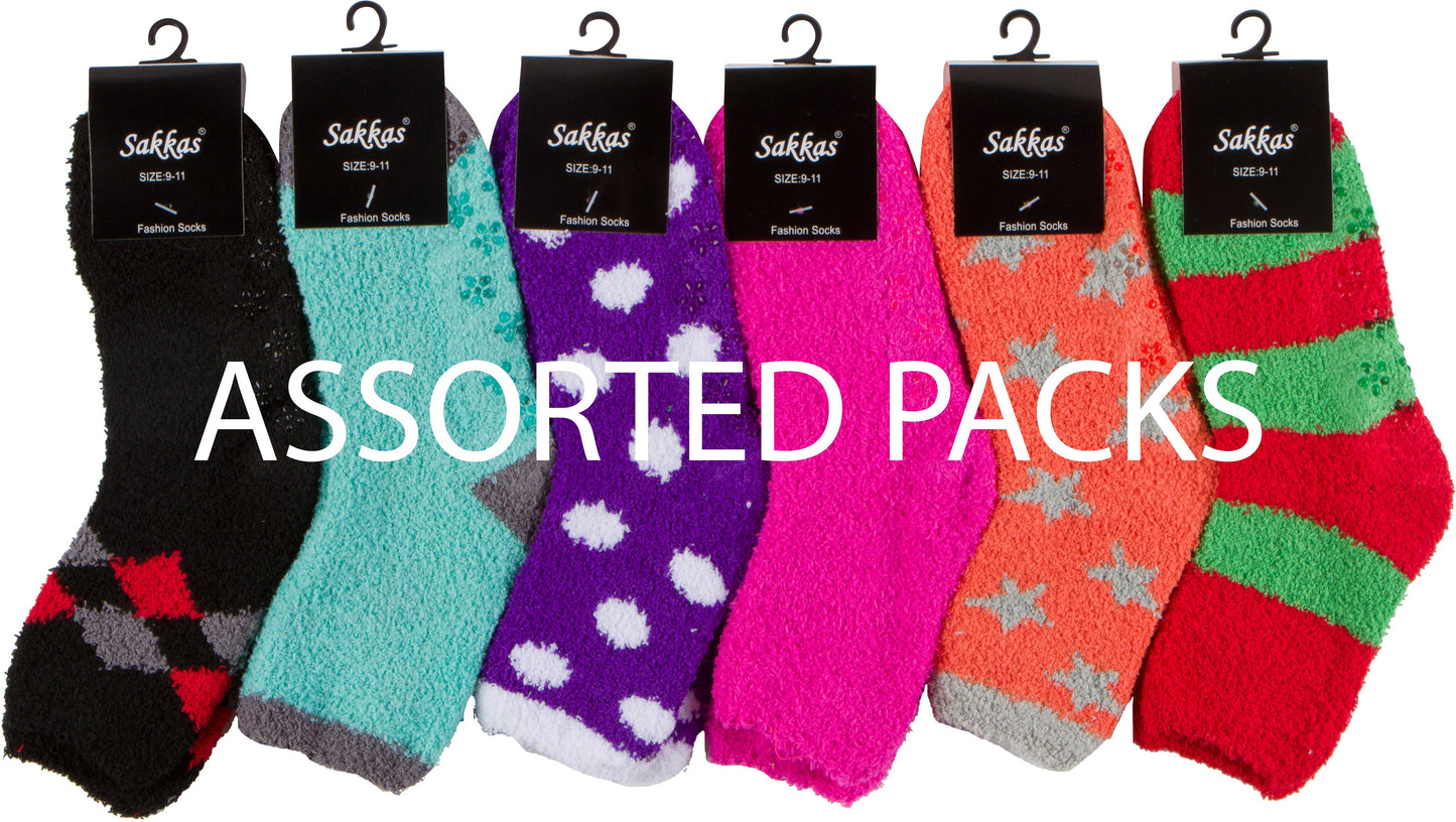 Sakkas Super Soft Anti-Slip Fuzzy Ankle Socks Value Assorted 6-Pack - Concordia Style Boutique