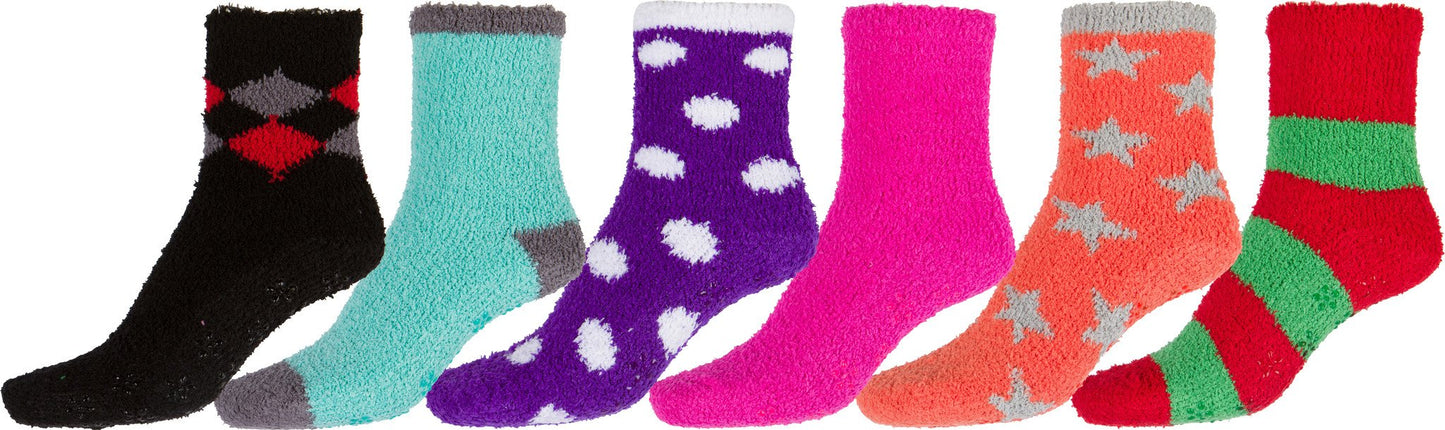Sakkas Super Soft Anti-Slip Fuzzy Ankle Socks Value Assorted 6-Pack - Concordia Style Boutique