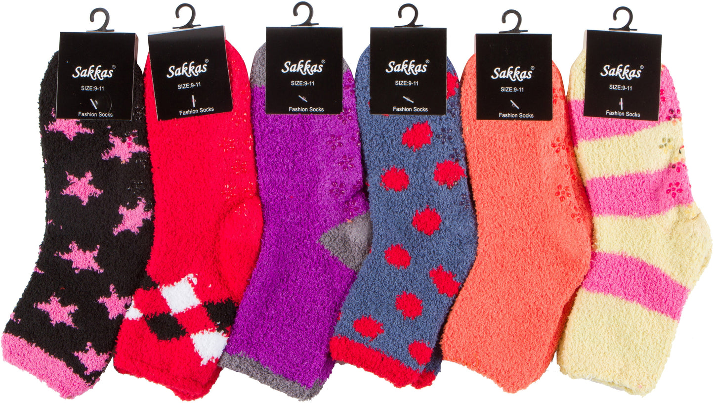 Sakkas Super Soft Anti-Slip Fuzzy Ankle Socks Value Assorted 6-Pack - Concordia Style Boutique