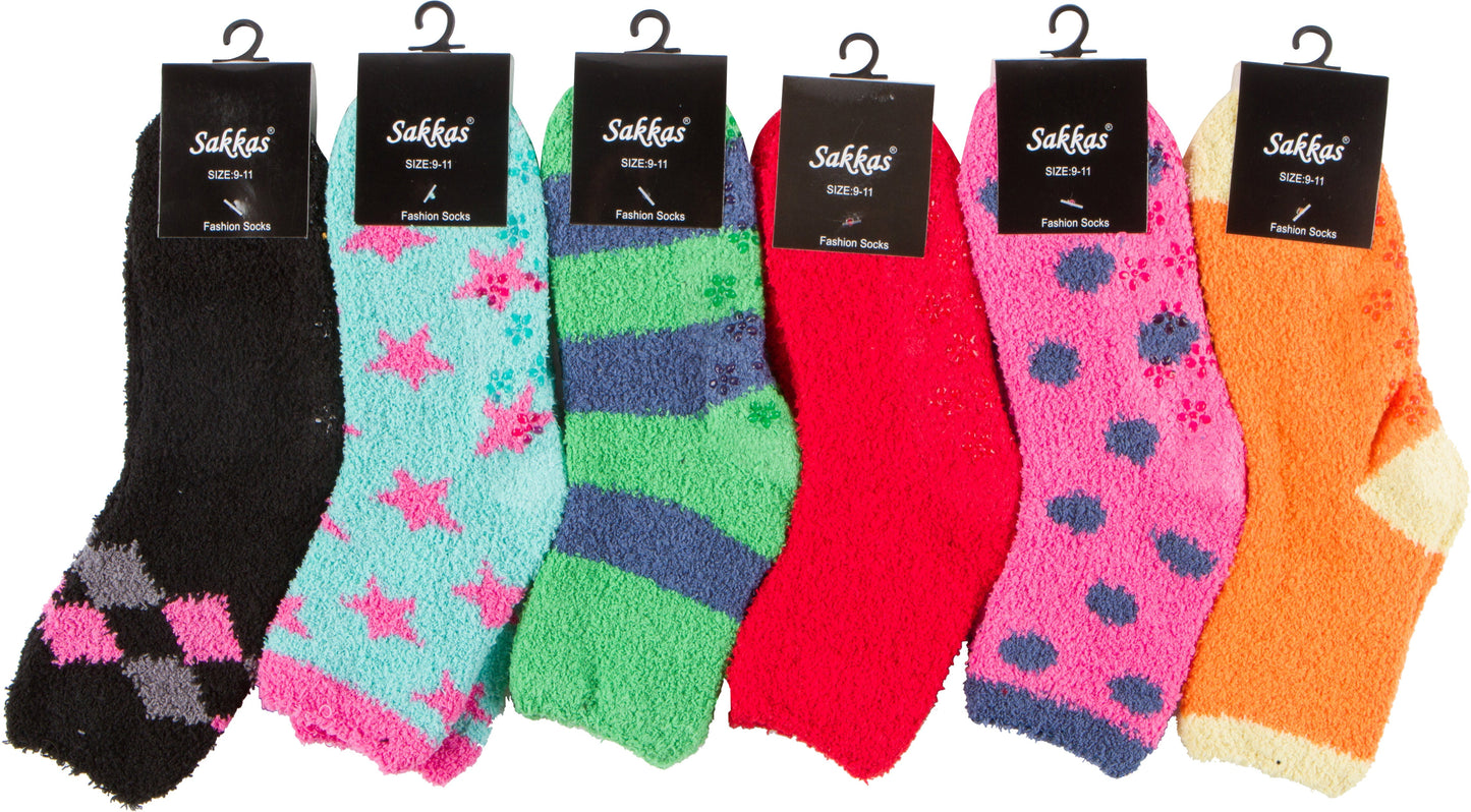Sakkas Super Soft Anti-Slip Fuzzy Ankle Socks Value Assorted 6-Pack - Concordia Style Boutique