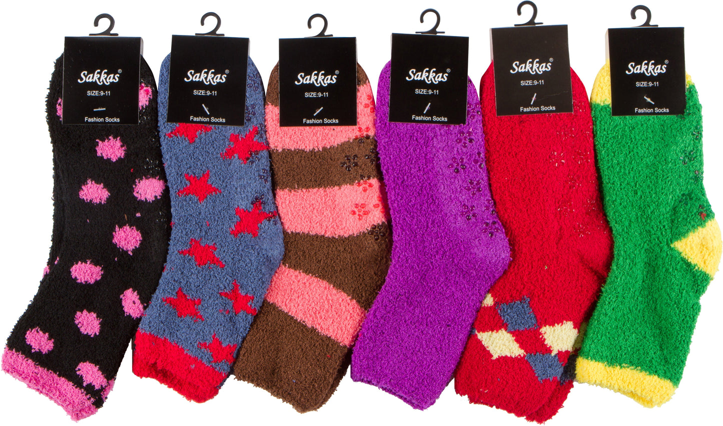 Sakkas Super Soft Anti-Slip Fuzzy Ankle Socks Value Assorted 6-Pack - Concordia Style Boutique