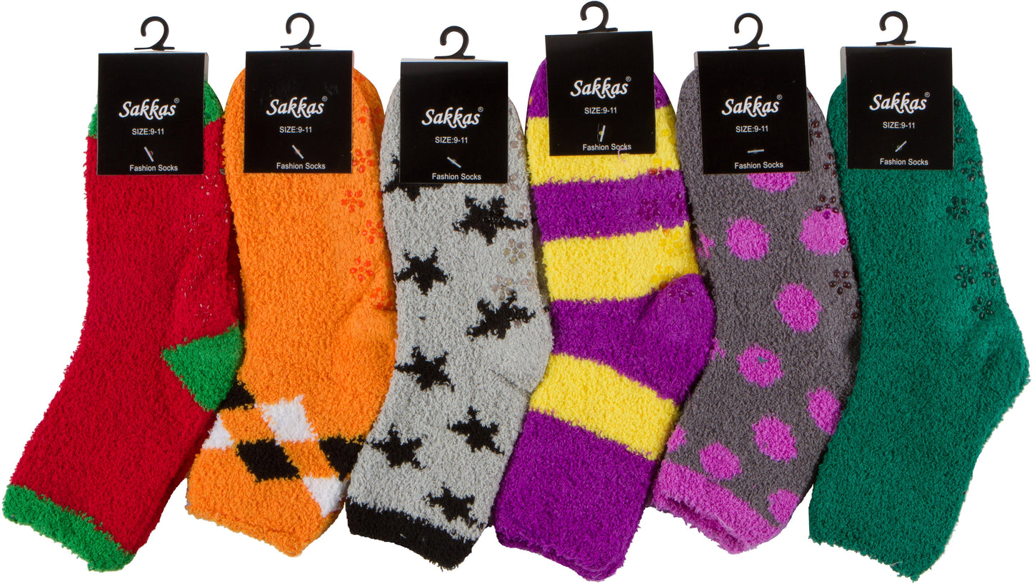 Sakkas Super Soft Anti-Slip Fuzzy Ankle Socks Value Assorted 6-Pack - Concordia Style Boutique