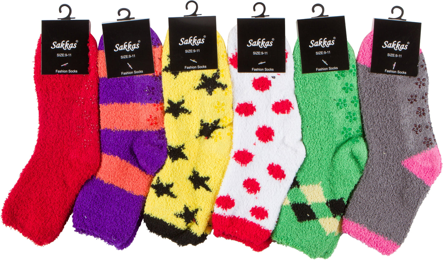 Sakkas Super Soft Anti-Slip Fuzzy Ankle Socks Value Assorted 6-Pack - Concordia Style Boutique