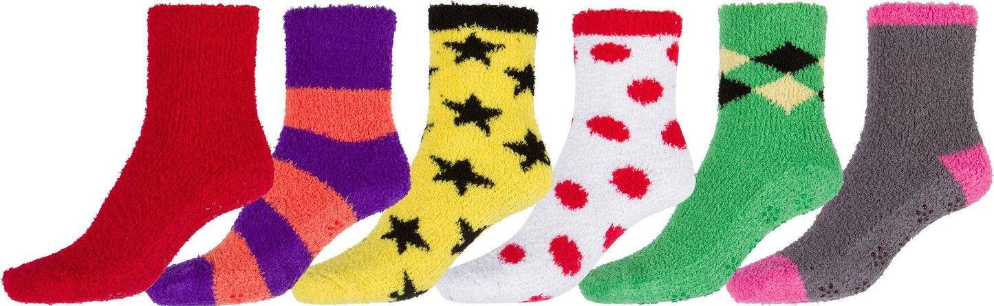 Sakkas Super Soft Anti-Slip Fuzzy Ankle Socks Value Assorted 6-Pack - Concordia Style Boutique