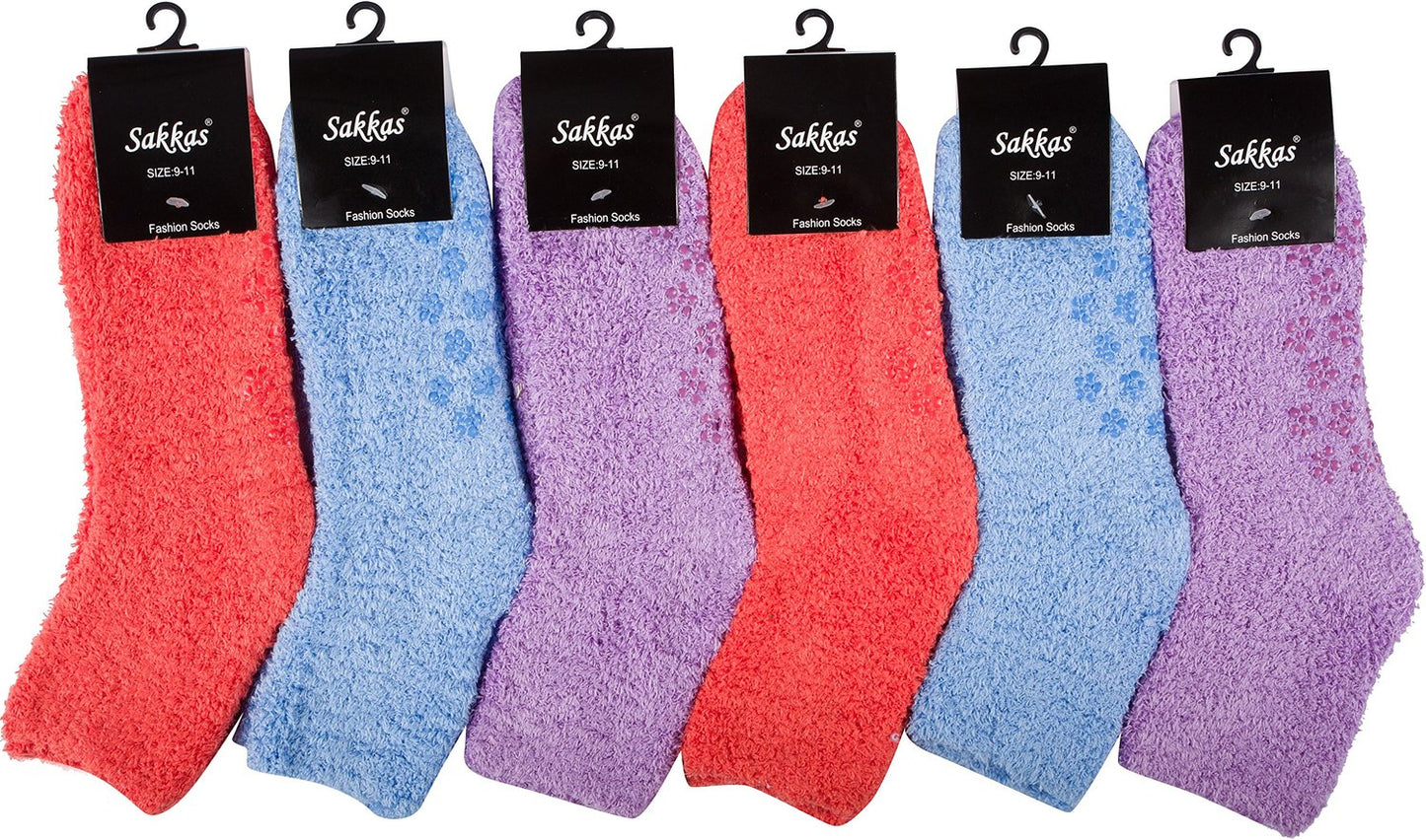 Sakkas Super Soft Anti-Slip Fuzzy Ankle Socks Value Assorted 6-Pack - Concordia Style Boutique