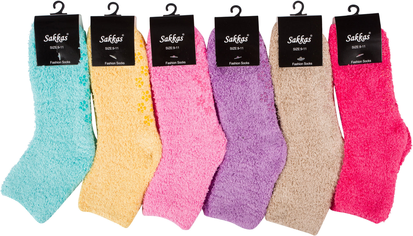 Sakkas Super Soft Anti-Slip Fuzzy Ankle Socks Value Assorted 6-Pack - Concordia Style Boutique