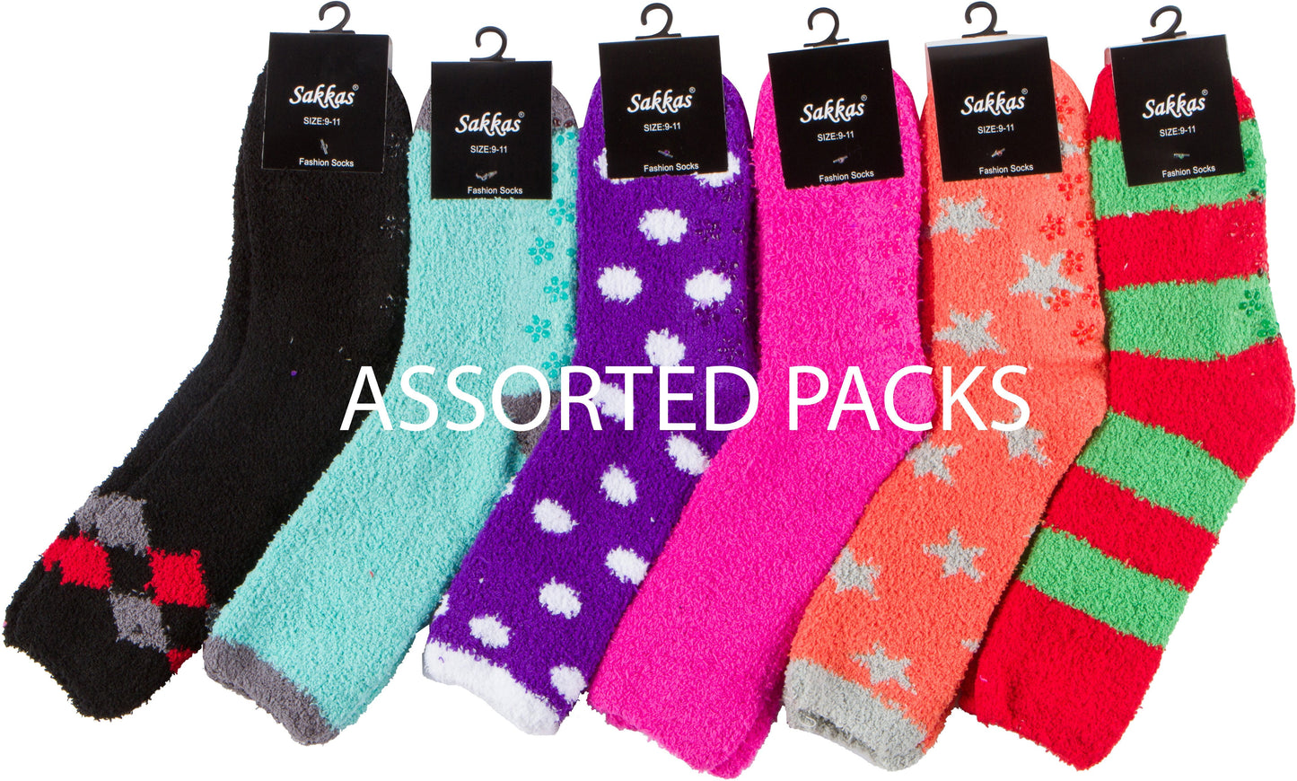 Sakkas Super Soft Anti-Slip Fuzzy Crew Socks Value Assorted 6-Pack - Concordia Style Boutique