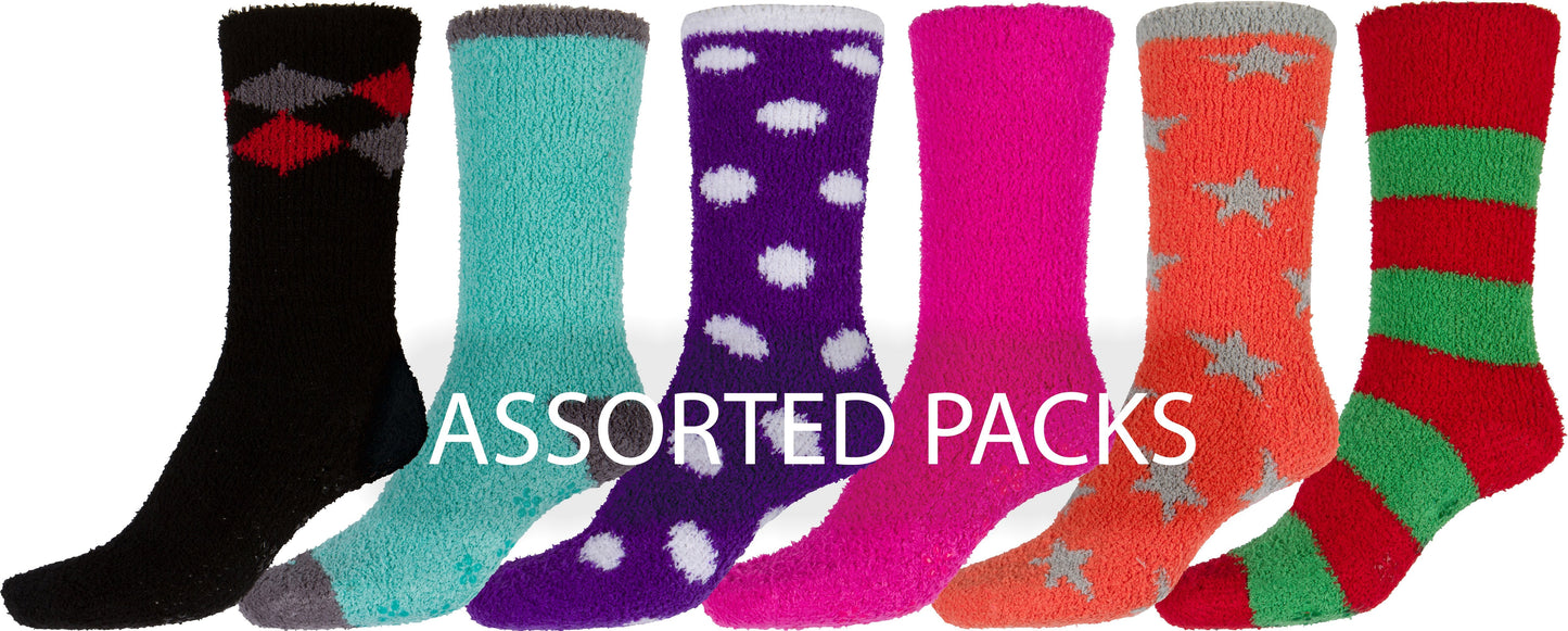 Sakkas Super Soft Anti-Slip Fuzzy Crew Socks Value Assorted 6-Pack - Concordia Style Boutique