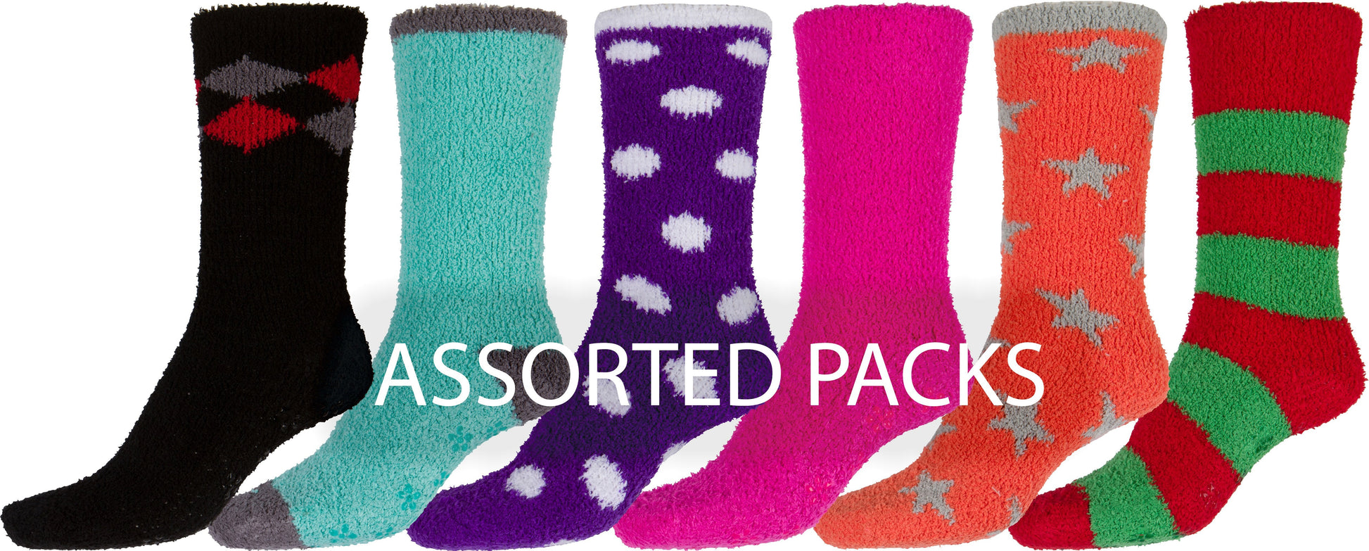 Sakkas Super Soft Anti-Slip Fuzzy Crew Socks Value Assorted 6-Pack - Concordia Style Boutique