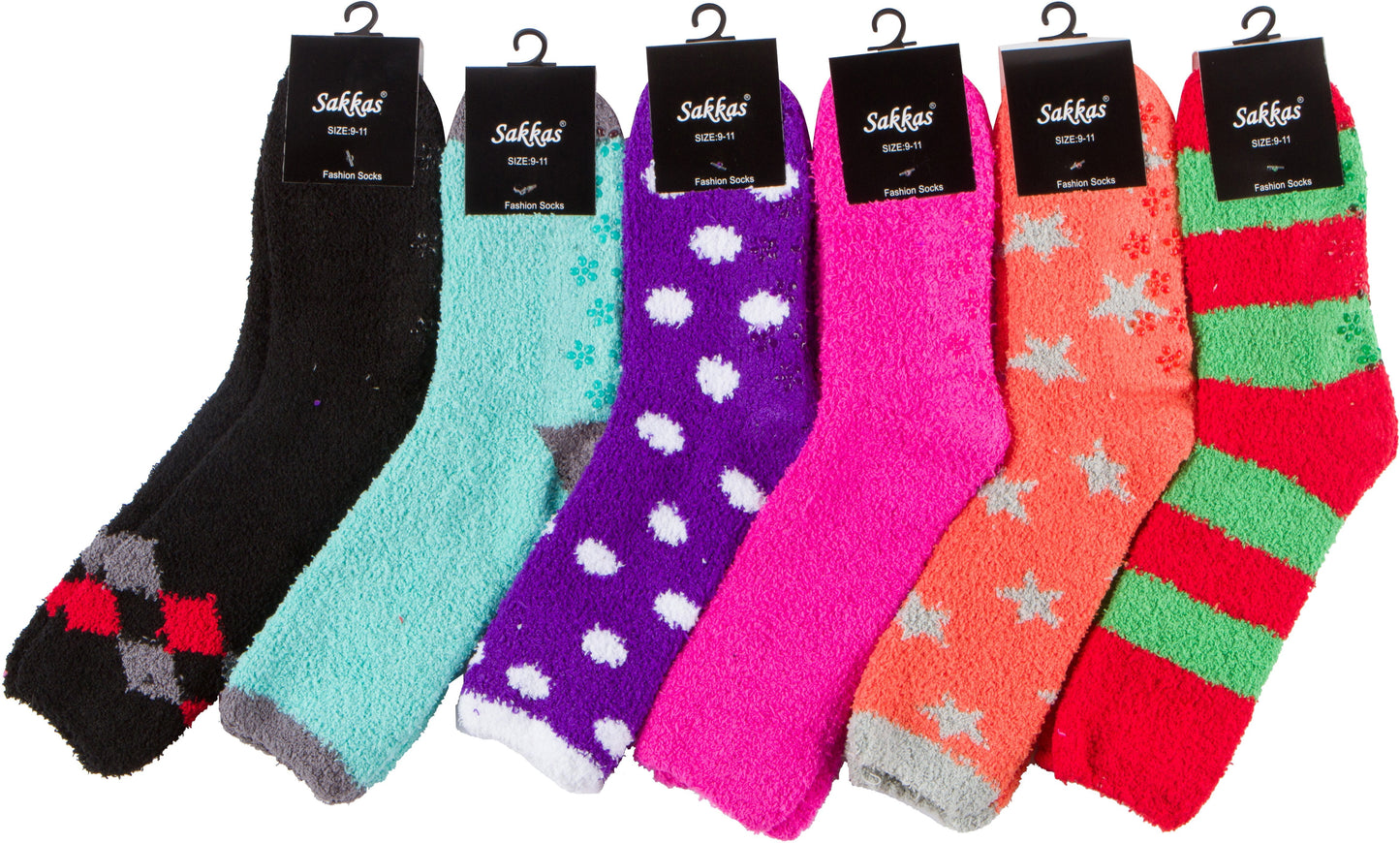 Sakkas Super Soft Anti-Slip Fuzzy Crew Socks Value Assorted 6-Pack - Concordia Style Boutique