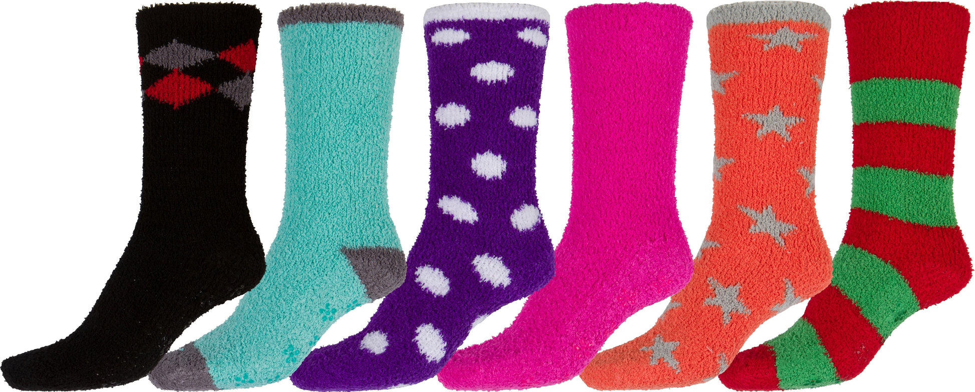 Sakkas Super Soft Anti-Slip Fuzzy Crew Socks Value Assorted 6-Pack - Concordia Style Boutique