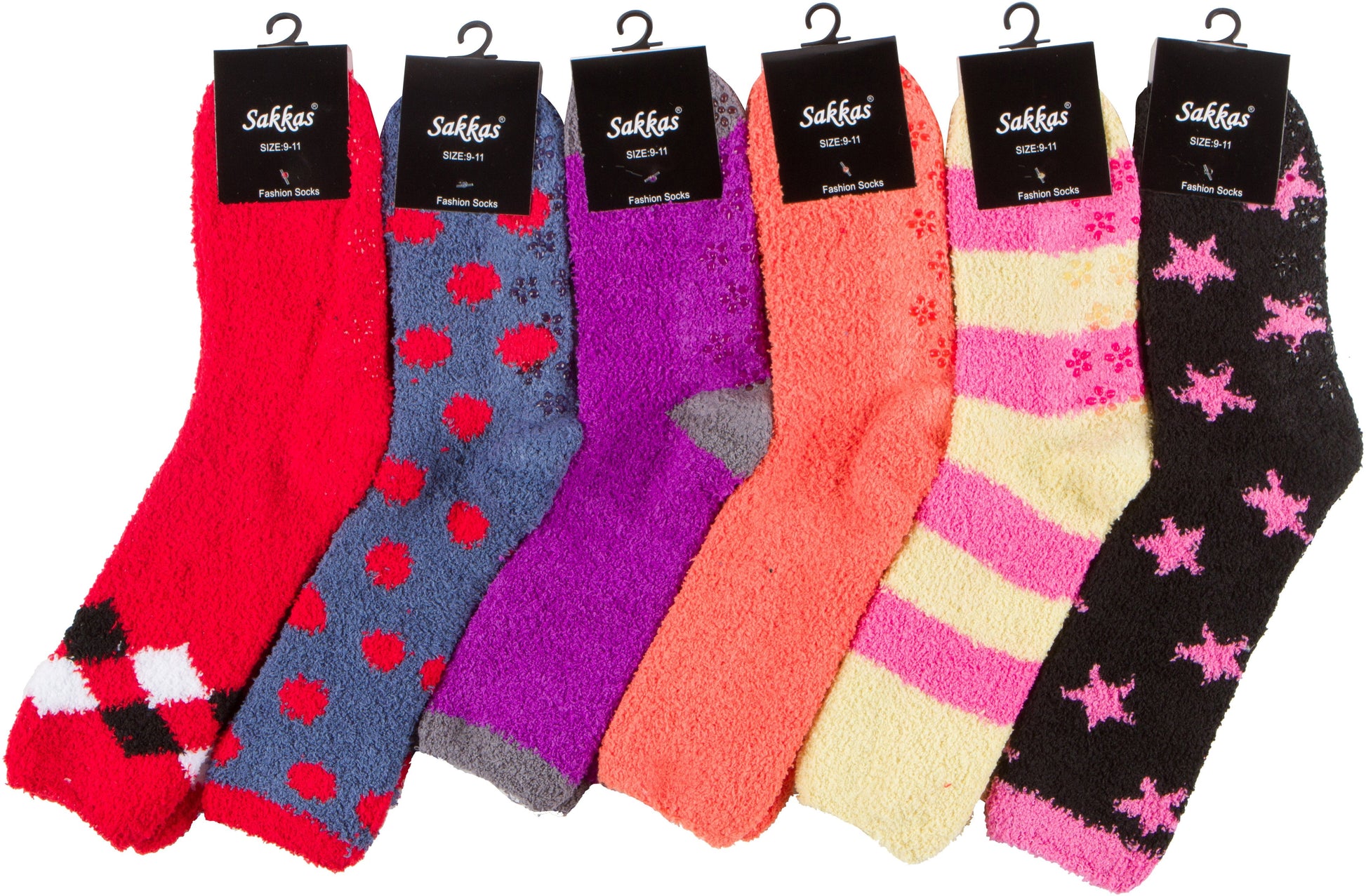 Sakkas Super Soft Anti-Slip Fuzzy Crew Socks Value Assorted 6-Pack - Concordia Style Boutique