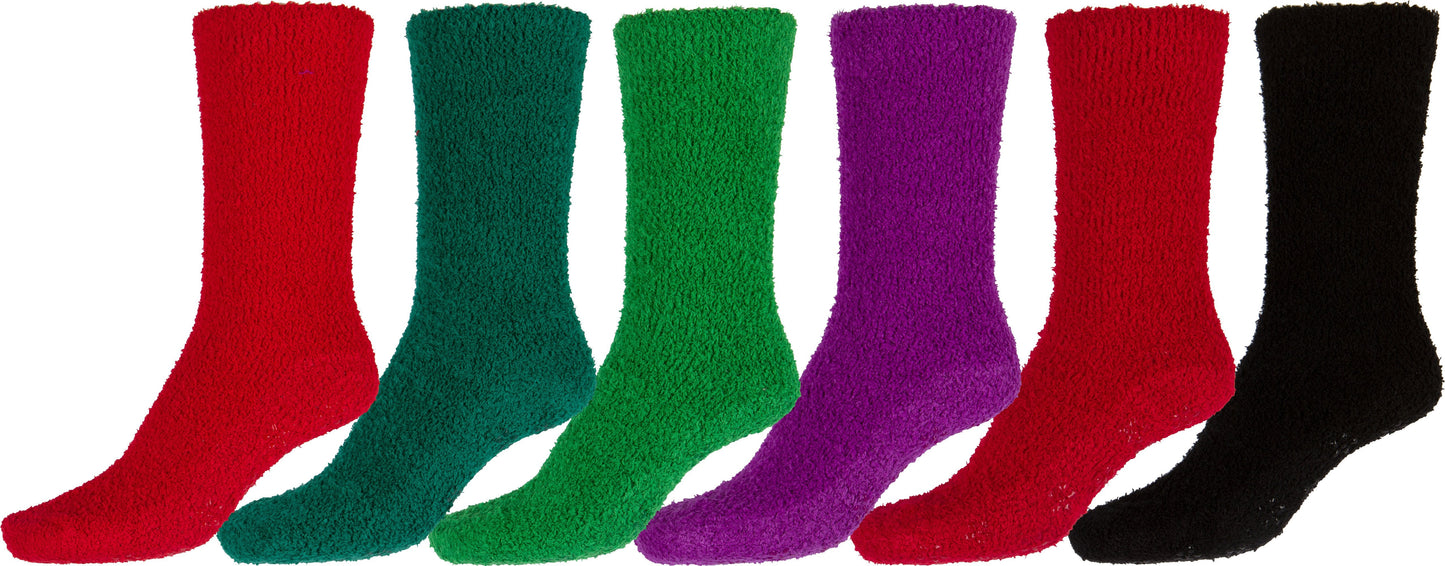 Sakkas Super Soft Anti-Slip Fuzzy Crew Socks Value Assorted 6-Pack - Concordia Style Boutique