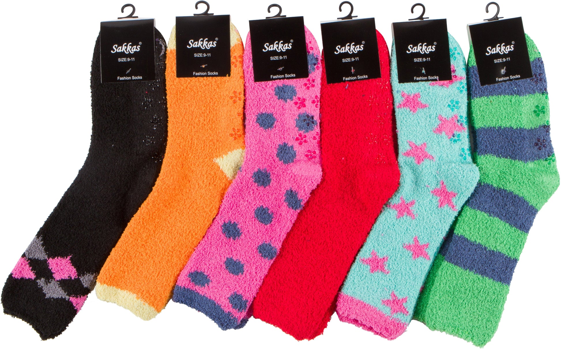 Sakkas Super Soft Anti-Slip Fuzzy Crew Socks Value Assorted 6-Pack - Concordia Style Boutique
