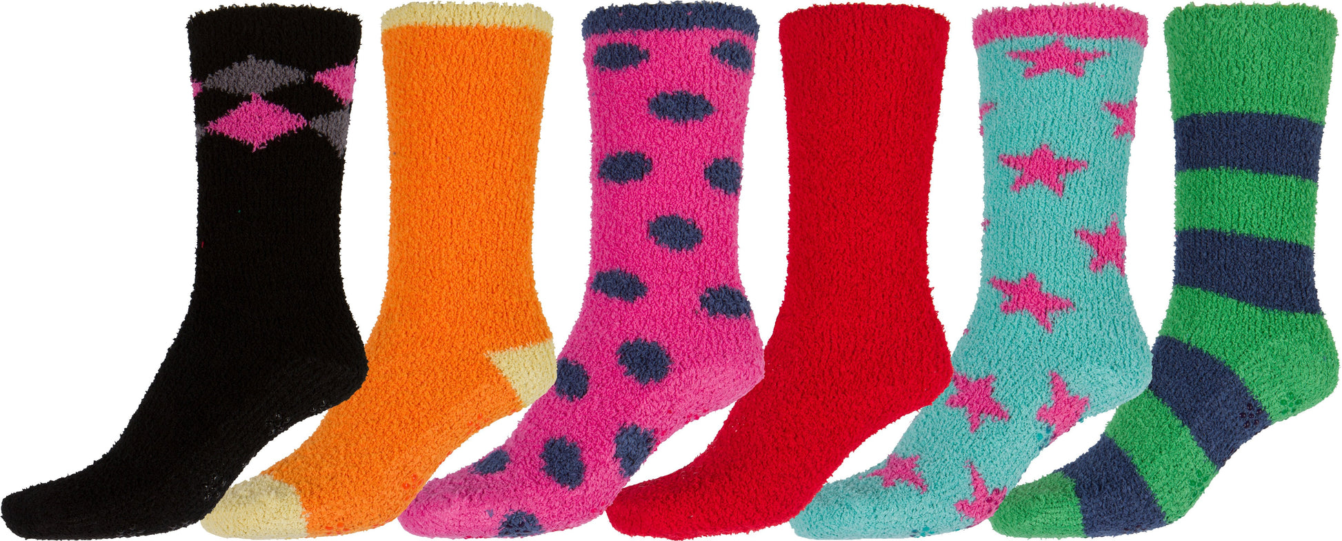 Sakkas Super Soft Anti-Slip Fuzzy Crew Socks Value Assorted 6-Pack - Concordia Style Boutique