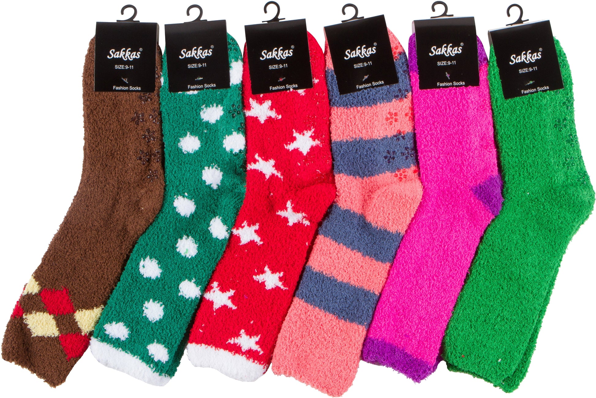 Sakkas Super Soft Anti-Slip Fuzzy Crew Socks Value Assorted 6-Pack - Concordia Style Boutique