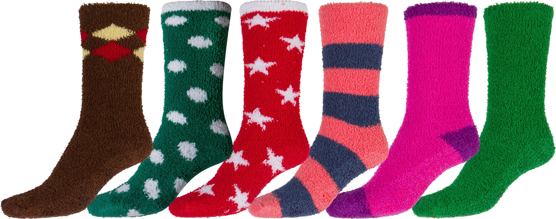 Sakkas Super Soft Anti-Slip Fuzzy Crew Socks Value Assorted 6-Pack - Concordia Style Boutique