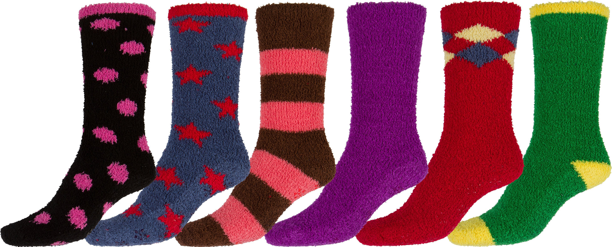 Sakkas Super Soft Anti-Slip Fuzzy Crew Socks Value Assorted 6-Pack - Concordia Style Boutique