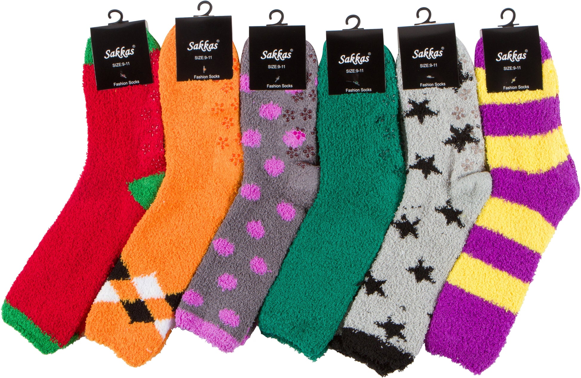 Sakkas Super Soft Anti-Slip Fuzzy Crew Socks Value Assorted 6-Pack - Concordia Style Boutique