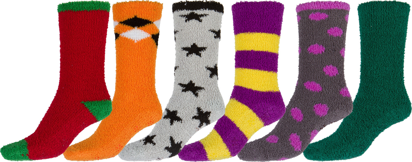 Sakkas Super Soft Anti-Slip Fuzzy Crew Socks Value Assorted 6-Pack - Concordia Style Boutique