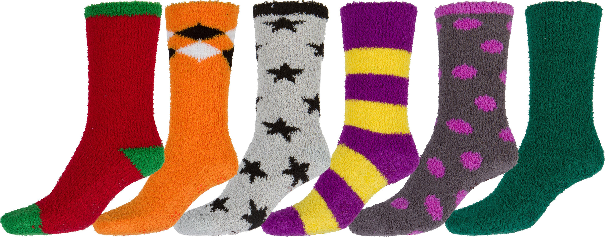 Sakkas Super Soft Anti-Slip Fuzzy Crew Socks Value Assorted 6-Pack - Concordia Style Boutique