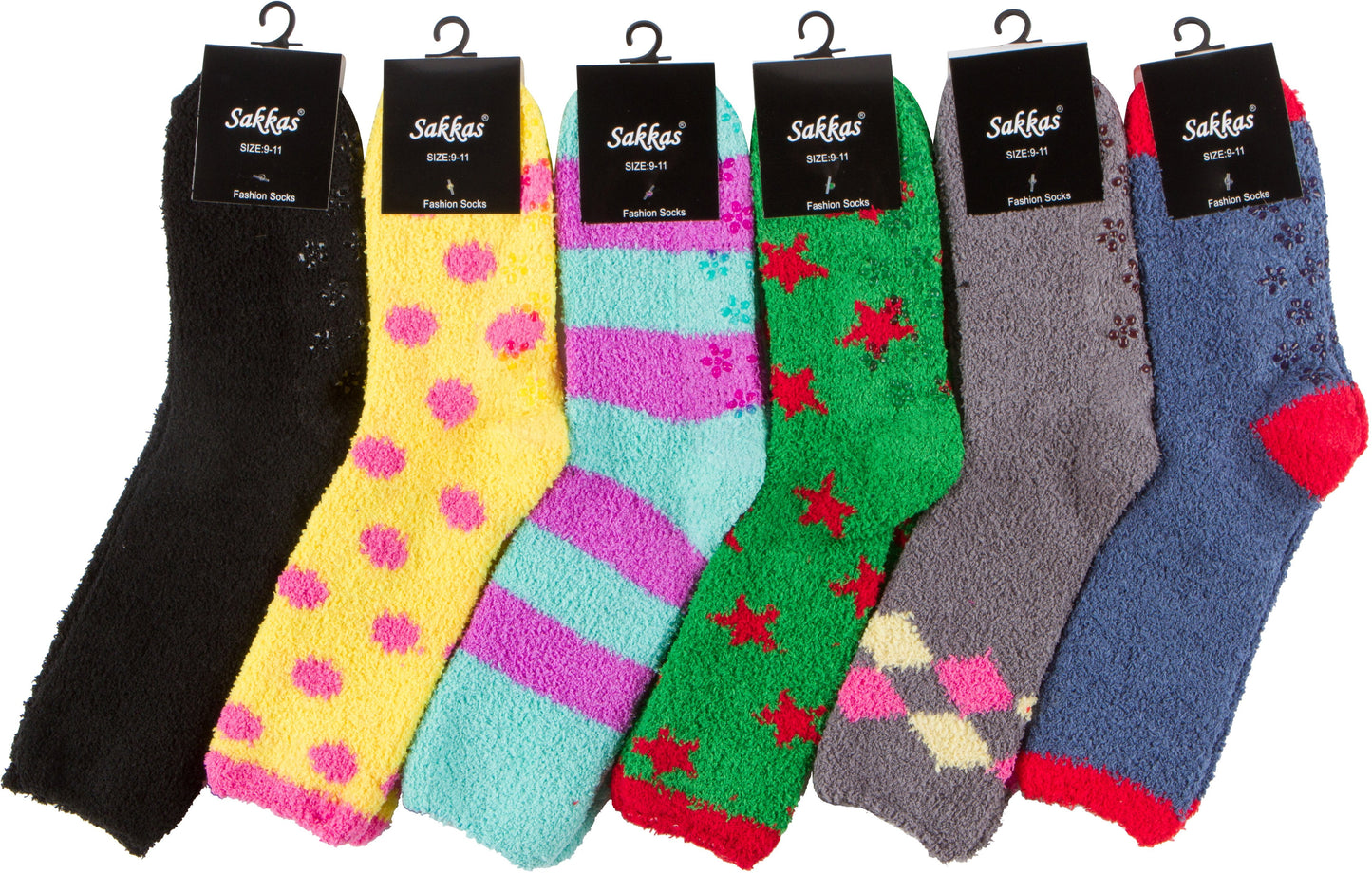 Sakkas Super Soft Anti-Slip Fuzzy Crew Socks Value Assorted 6-Pack - Concordia Style Boutique
