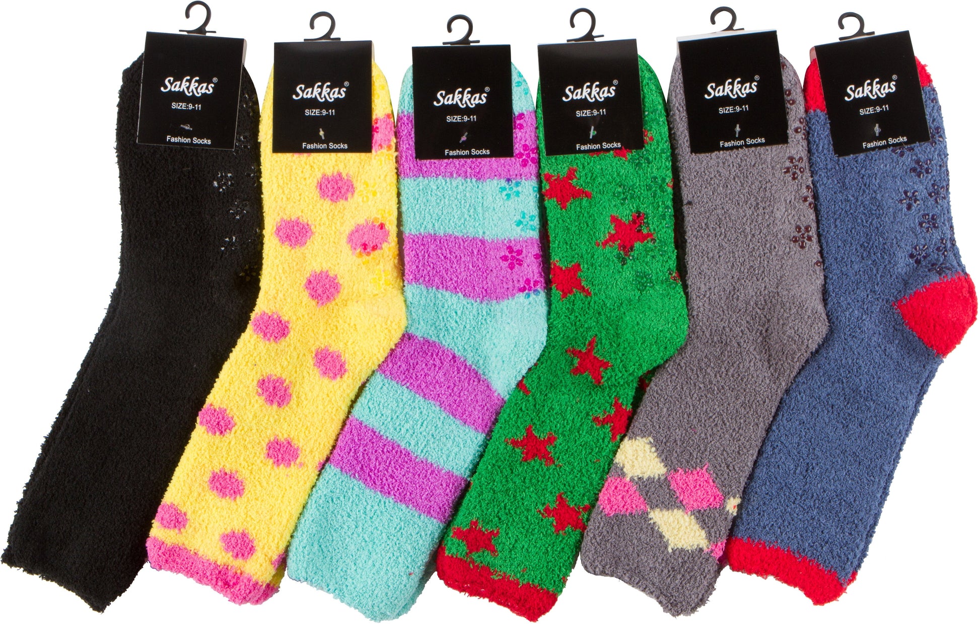 Sakkas Super Soft Anti-Slip Fuzzy Crew Socks Value Assorted 6-Pack - Concordia Style Boutique