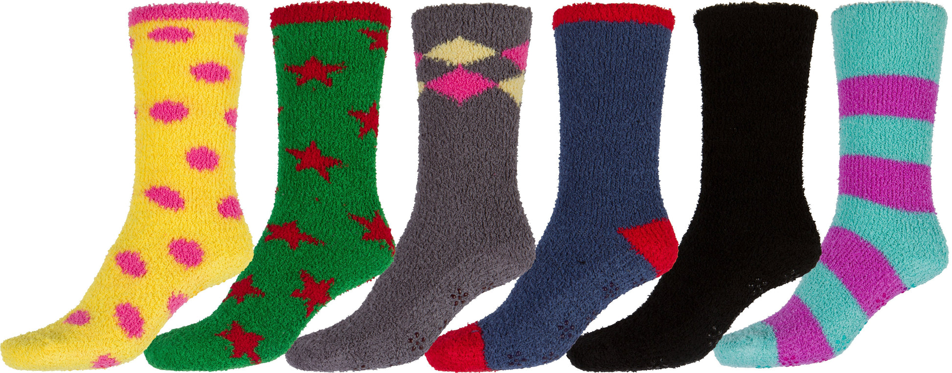 Sakkas Super Soft Anti-Slip Fuzzy Crew Socks Value Assorted 6-Pack - Concordia Style Boutique
