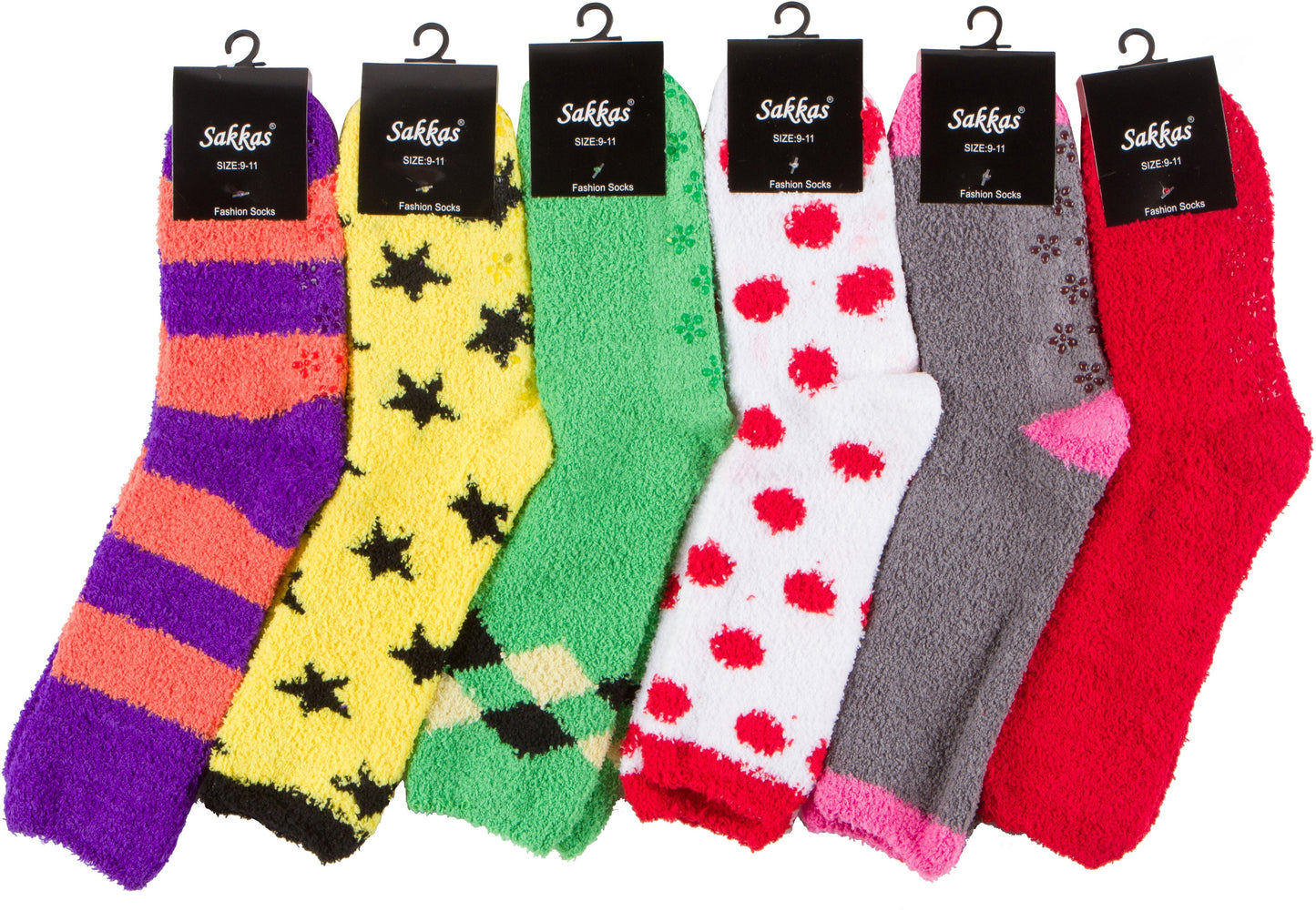 Sakkas Super Soft Anti-Slip Fuzzy Crew Socks Value Assorted 6-Pack - Concordia Style Boutique