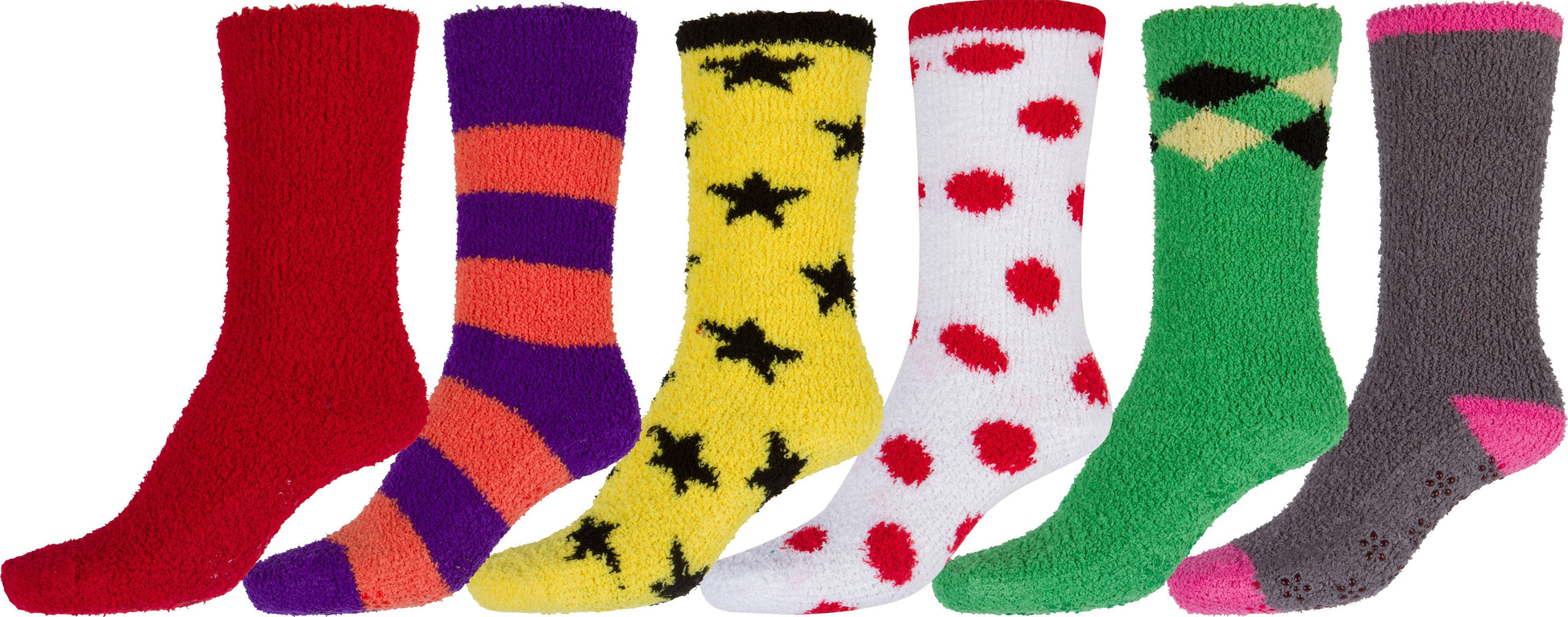 Sakkas Super Soft Anti-Slip Fuzzy Crew Socks Value Assorted 6-Pack - Concordia Style Boutique