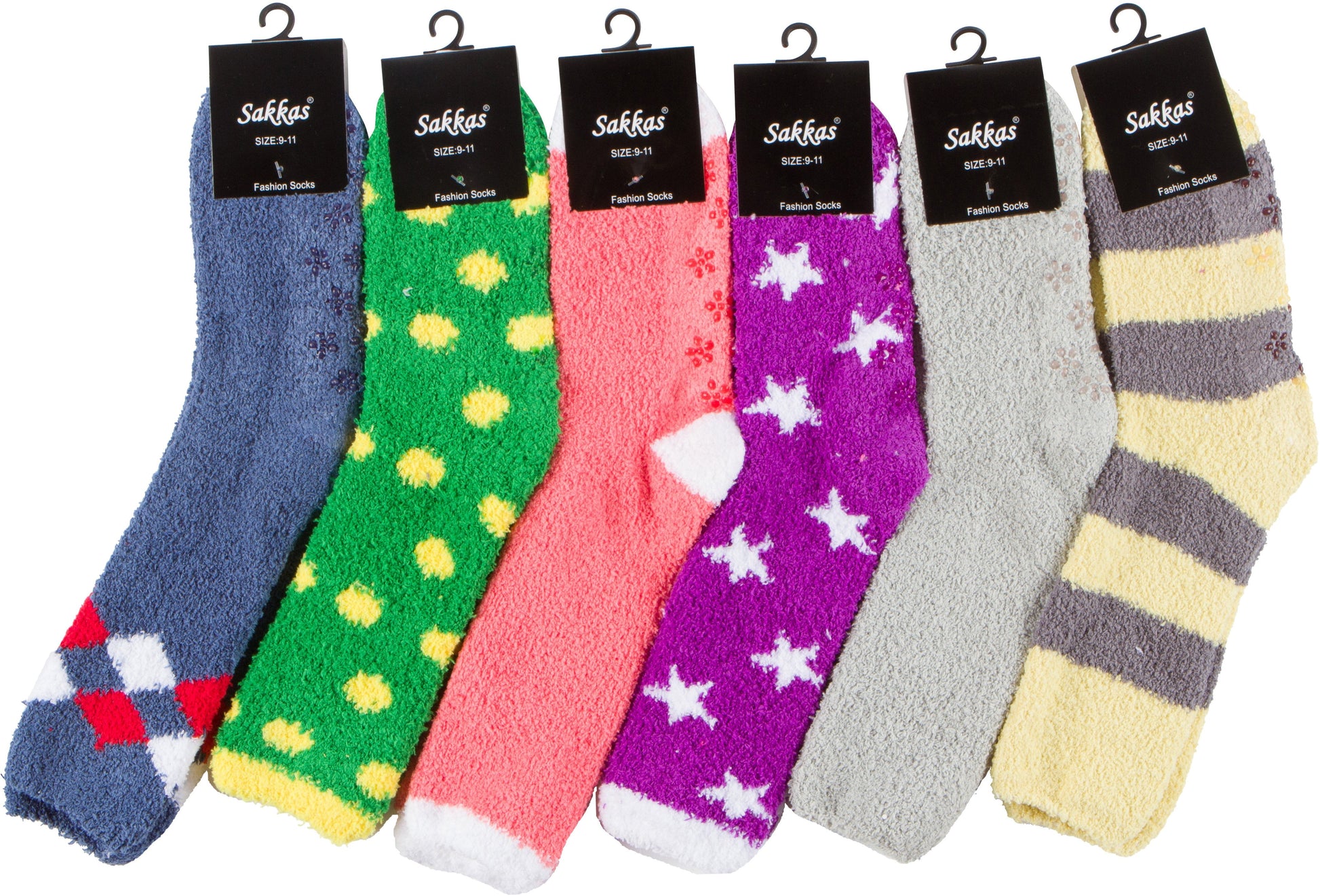 Sakkas Super Soft Anti-Slip Fuzzy Crew Socks Value Assorted 6-Pack - Concordia Style Boutique