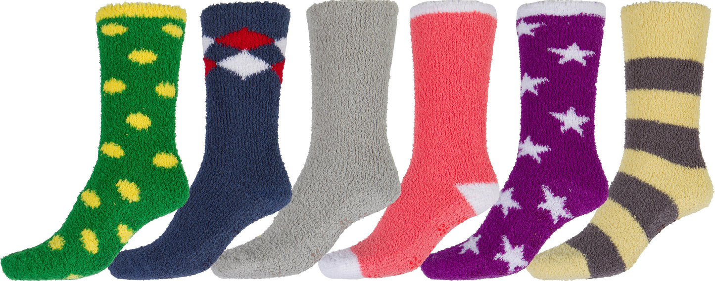 Sakkas Super Soft Anti-Slip Fuzzy Crew Socks Value Assorted 6-Pack - Concordia Style Boutique