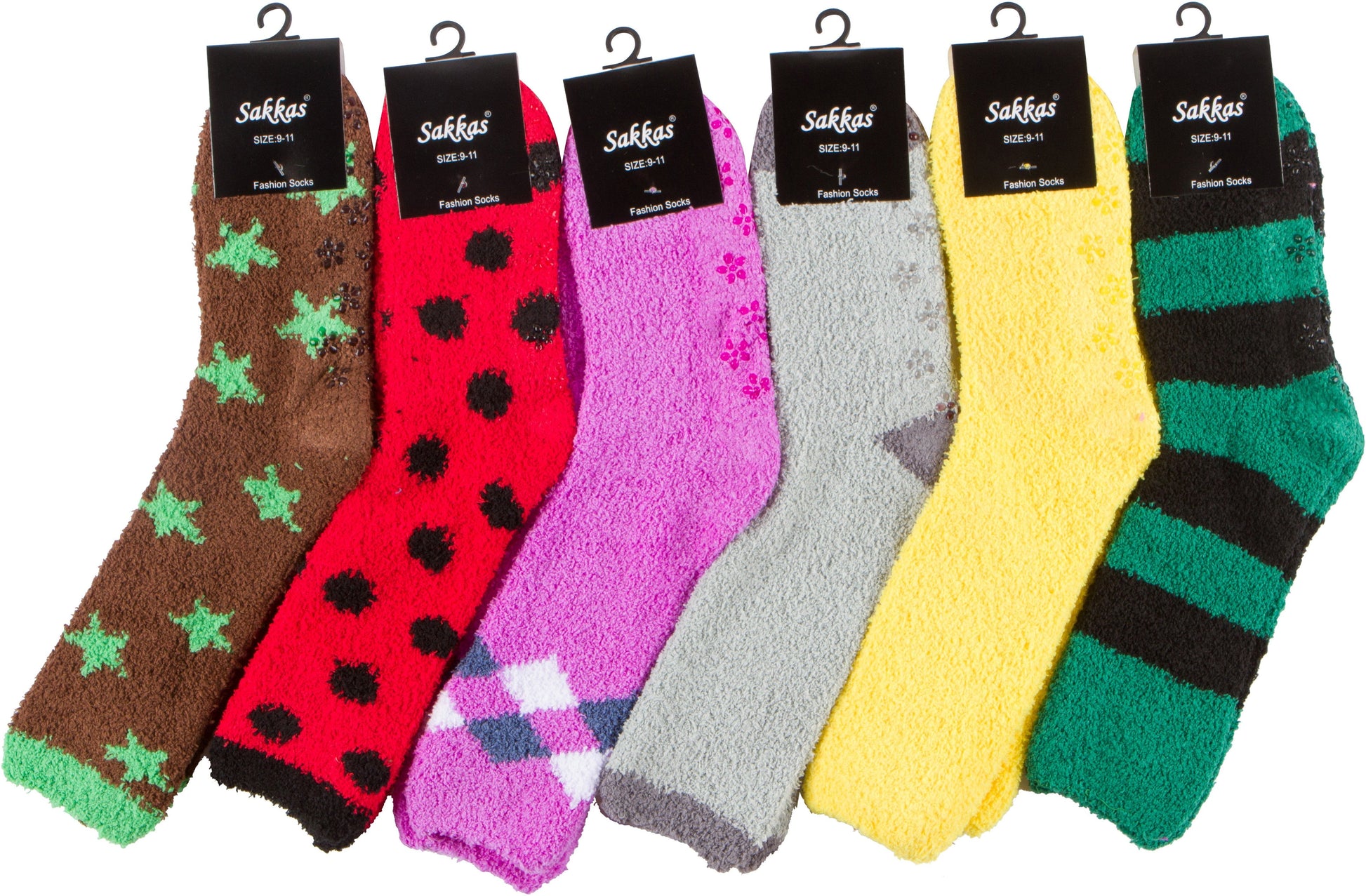 Sakkas Super Soft Anti-Slip Fuzzy Crew Socks Value Assorted 6-Pack - Concordia Style Boutique