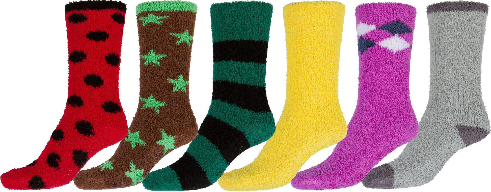 Sakkas Super Soft Anti-Slip Fuzzy Crew Socks Value Assorted 6-Pack - Concordia Style Boutique