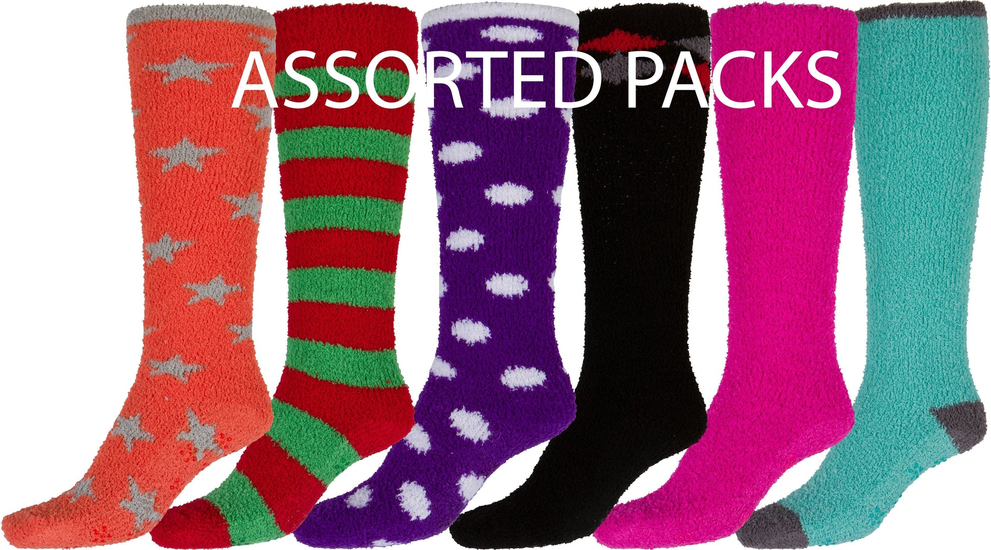 Sakkas Womens Super Soft Anti-Slip Fuzzy Knee High Socks Value Assorted 6-Pack - Concordia Style Boutique